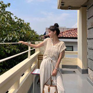 Drop-shoulder Crochet Vest