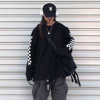 Checkerboard Sweatshirt Black - One Size