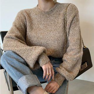 Lantern-sleeve Crew-neck Sweater