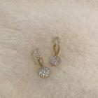 Rhinestone Disc Dangle Earring 1 Pair - Silver Needle - Gold - One Size