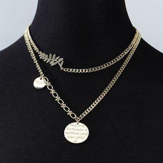 Pendant Chain Layered Necklace Gold - One Size