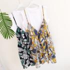 Set: Sleeveless T-shirt + Floral Spaghetti Strap Dress