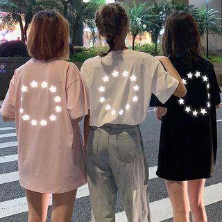 Reflective Star Print Short-sleeve T-shirt