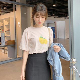 Lemon Printed T-shirt Light Pink - One Size