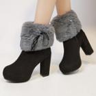 Faux Fur Lined Chunky Heel Short Boots