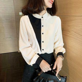 Two-tone Ruffled Blouse