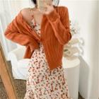 Knit Cardigan / Floral Sleeveless Dress