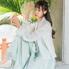 Hanfu Set: Light Jacket + Camisole Top + Wide Leg Pants