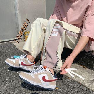 High-waist Two-tone Lettering Sweatpants