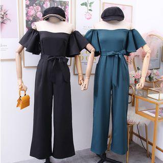 Boatneck Wide-leg Jumpsuit With Sash