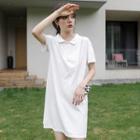 Plain Short-sleeve Mini Polo Dress