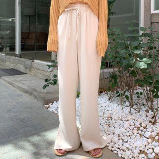 Drawcord Slit-side Wide Pants