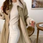 Faux-fur Trim Drawstring Safari Coat
