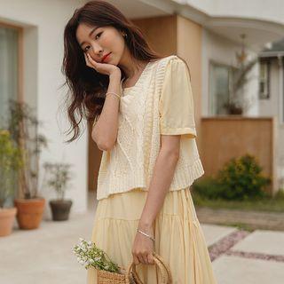 Pastel Sleeveless Cable-knit Crop Top