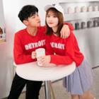 Couple Matching Lettering Pullover / Lettering Sweatpants / High Waist Pleated Skirt / Set