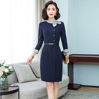 Color Panel Single-breasted Dress