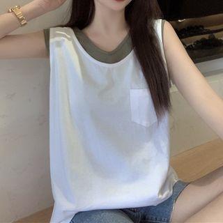 Mock Two-piece Plain Tank Top