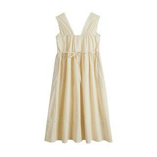Plain Lace Trim V Neck Sleeveless Dress