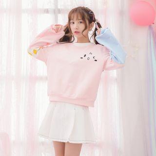 Colored Panel Printed Sweatshirt