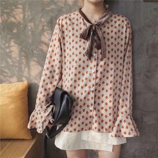Strawberry Print Long Sleeve Blouse
