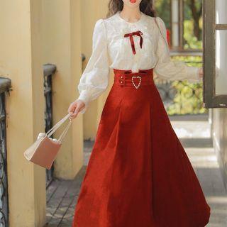 Blouse / Midi A-line Skirt / Set