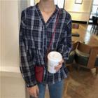 Short-sleeve Plaid Top As Shown In Figure - One Size