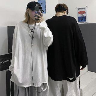 Couple Matching Cutout Long-sleeve T-shirt