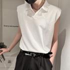Collar Padded-shoulder Tank Top