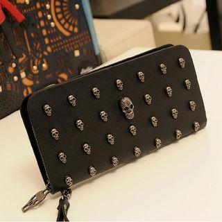 Skull Embellishment Long Wallet Black - One Size