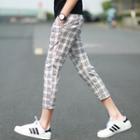 Cropped Check Slim Fit Pants