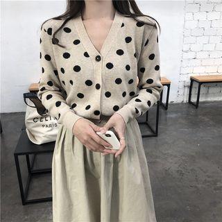Dotted Buttoned Light Jacket / A-line Midi Skirt