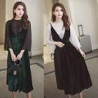 Set: Sheer Chiffon Top + Jumper Dress