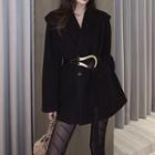 Plain Blazer / Metallic Buckle Belt