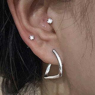 Geometric Hoop Earring 1pc - Silver - One Size