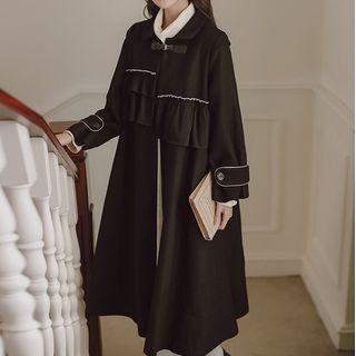 Buckled Frill Trim Long Coat