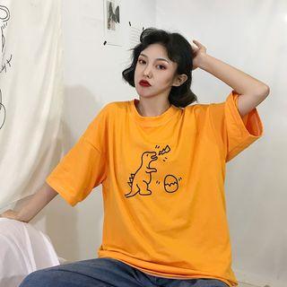 Short Sleeve Printed Tee Orange - One Size