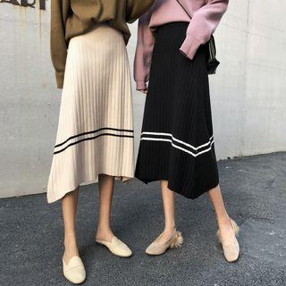 Contrast Trim A-line Knit Skirt