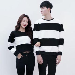 Couple Matching Striped Sweatshirt / Straight Leg Pants (various Designs)