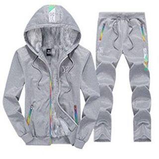 Set: Rainbow Trim Zipped Hoodie + Sweatpants