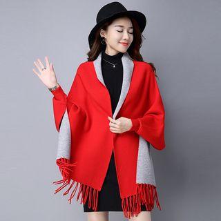 Fringe Hem Color Block Jacket
