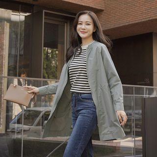 Raglan-sleeve Zip-up Coat