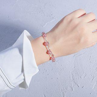 Faux-crystal Bracelet Silver & Pink - One Size