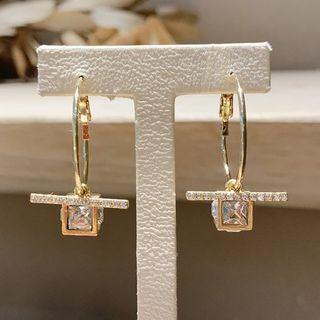 Caged Rhinestone Dangle Earring 1 Pair - Gold - One Size