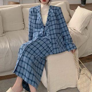 Plaid Acrylic Blazer / Plaid Acrylic Skirt