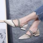 Velvet Pointed Low-heel Sandals