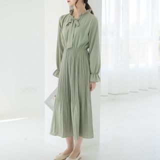 Pleat Skirt Long-sleeve Dress