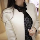 Scallop-edge Hook-and-eye Wool Blend Jacket