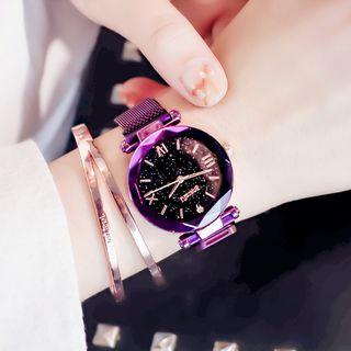 Set: Roman Numeral Milanese Strap Watch + Layered Bangle