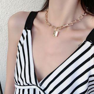 Alloy Padlock Pendant Choker Gold - One Size