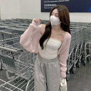 Plain Cropped Tube Top / Cardigan